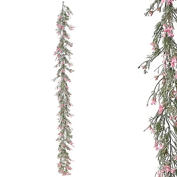 ΓΙΡΛΑΝΤΑ ΠΡΑΣΙΝΑΔΑΣ ME ΡΟΖ ΑΝΘΑΚΙΑ - Υ180cm 3/36ΚΙΒ