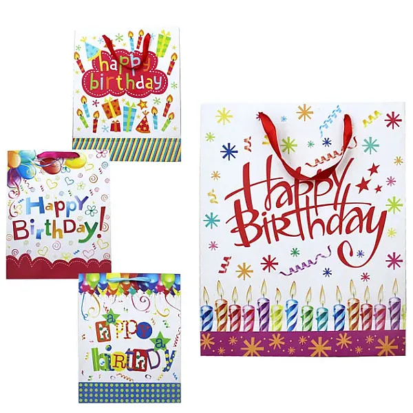 ΧΑΡΤΙΝΗ ΣΑΚΟΥΛΑ HAPPY BIRTHDAY (4 ΣΧΕΔΙΑ) 39x30x10cm 12/ΣΑΚ